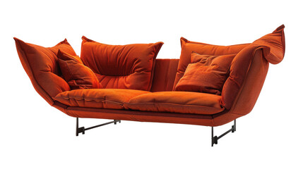 Wall Mural - A stylish orange sofa with plush cushions and a modern, contemporary design perfect for adding comfort and flair to any living space.