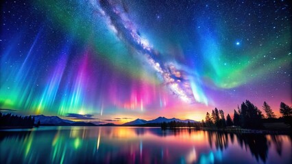 of a beautiful night sky with vibrant aurora and shimmering stars, aurora, stars, night sky, beautiful,background