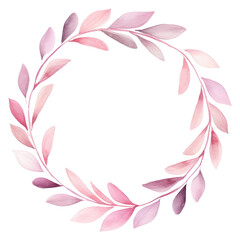 Sticker - PNG Pink leaf circle border pattern white background graphics.