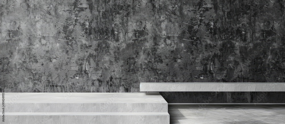 Studio room with gray wall and white floor featuring a concrete ...