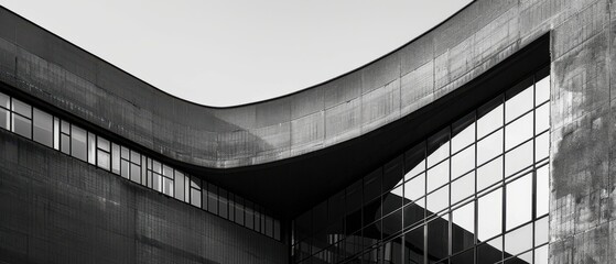 Wall Mural - A building with a curved roof and a large window