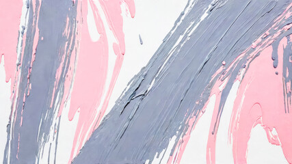 Abstract pattern with oil paint in the form of multi colored large strokes applied with a brush. Artistic color scheme: grey and pink on white background.