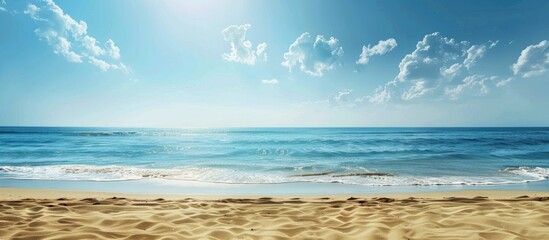 Poster - Scenic beach view under a clear blue sky with copy space image