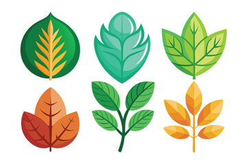 Wall Mural - Six Colorful Leaf Designs for Nature-Themed Illustrations