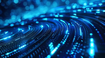 Poster - Abstract futuristic digital data network with blue light trails, perfect for technology themes and backgrounds.