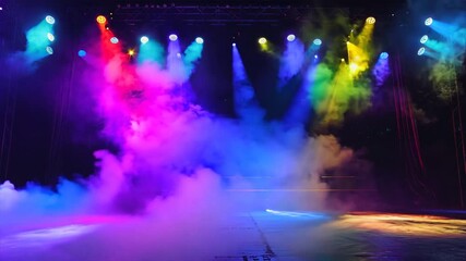 Sticker - dark stage with colorful strobe lights creating a lively atmosphere