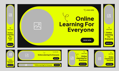 Wall Mural - Learning web set banner design, education services banner design, fully editable vector eps 10 file format