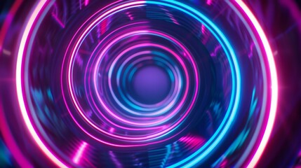 Poster - Abstract neon tunnel with vibrant blue and pink lights creating a futuristic and dynamic visual effect.