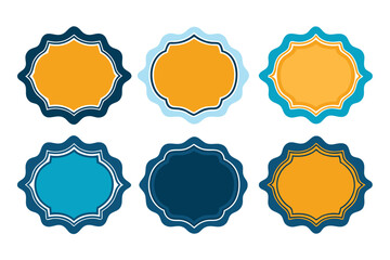 Wall Mural - Six Abstract Circular Designs with White, Blue, and Orange Layers