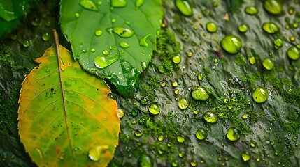 Wall Mural - Drops of rainwater on a substrate