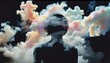 © Thanayut - a blurred image of a human silhouette, engulfed in soft, abstract shapes, representing a mind clouded by confusion, the stark black background emphasizing the feeling of solitud