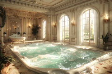 Poster - Luxurious Indoor Pool with Sunbeams