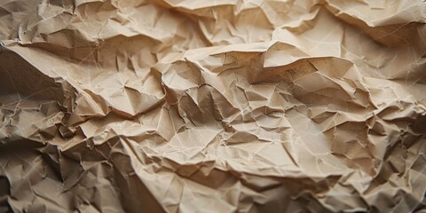 Poster - Detailed macro shot of crumpled paper texture, highlighting folds and creases for artistic projects