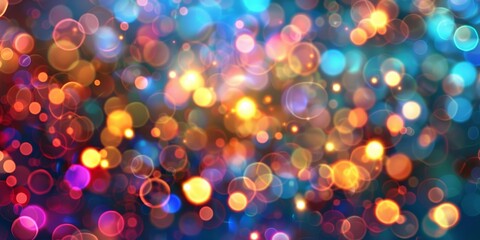 Poster - Abstract blurred bokeh lights texture in various colors, adding a dreamy and festive atmosphere