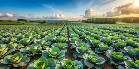 cabbage growing field in the field of landscape Creative AI