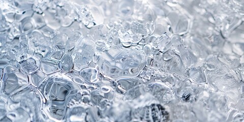 Poster - Crystal clear ice texture with intricate cracks and bubbles, capturing the beauty of winter landscapes