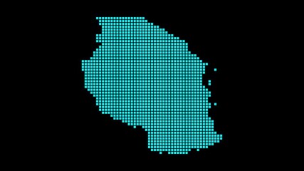 Poster - Tanzania digital map. Map of Tanzania in dotted style. Shape of the country filled with rectangles. Elegant video.