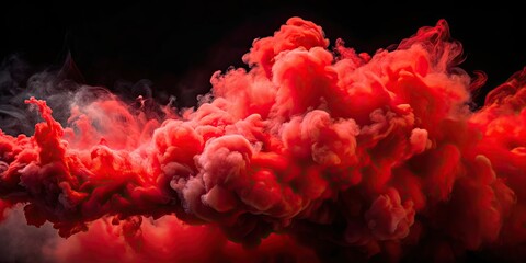 Wall Mural - Thick red smoke blending with vibrant red smoke clouds , abstract, colorful, dense, atmosphere, blend, vibrant, contrast