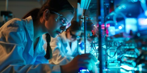 Researchers conducting experiments with quantum computers in a controlled environment, exploring quantum technology development