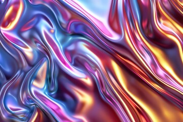 Poster - An abstract composition featuring vibrant, flowing colors that create a dynamic, iridescent effect with smooth gradients.