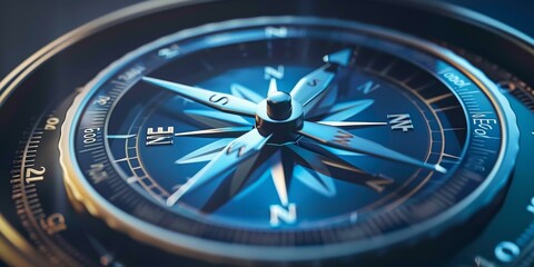 Fototapete - Close-up of a compass with a solution needle pointing to success