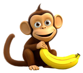 Poster - PNG Monkey mammal animal banana.