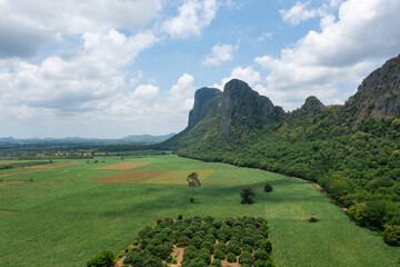 Aerial view of Khao Ta Ngok, Klong Hat District, Sa Kaeo Province, Thailand