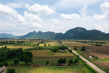 Aerial view of Khao Ta Ngok, Klong Hat District, Sa Kaeo Province, Thailand