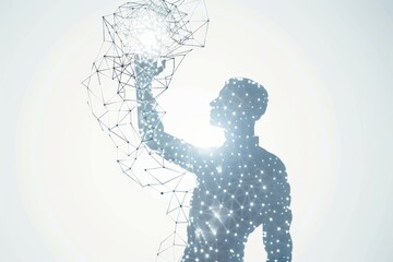 Poster - ai technology consists of particles, geometric art, lines, and dots.