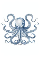 An octopus tentacles poster with contemporary engraving technique isolated on white.