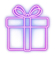 Sticker - PNG simple line neon of *gift box icon*, in the style of color, aesthetic, minimal detailed, isolated --ar 1:1 --c 16