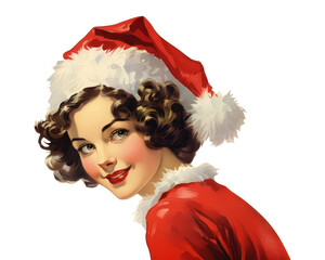 Sticker - PNG Christmas portrait adult woman.