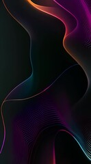 Poster - Neon waves, bright abstract background, illuminated abstract background of modern digital art.