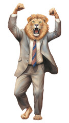 Canvas Print - PNG Lion business man mammal animal adult.