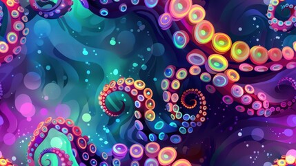 Wall Mural - abstract octopus tentacles with vibrant colors.