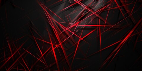 Poster - The artwork Abstract Red Lines on Black Background shows vibrant red lines on a black backdrop