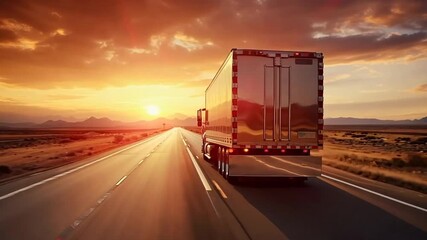 Canvas Print - Truck running on a road