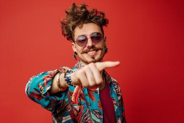 Young man's extravagant haircut matches his bold photogenic smile. Unique sense of contemporary fashion is shown young man's smile. Urban youth culture is highlighted handsome smile and stylish hair.