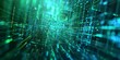 © AminaDesign - The background has a digital data network in green and blue matrix, reflecting an abstract design