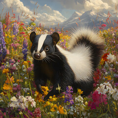 Wall Mural - skunk in the meadows