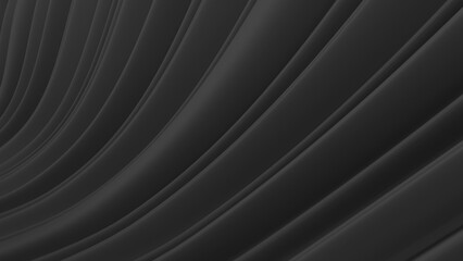 Poster - Black curved lines, an animated abstract background with black curved waves, 3D rendering