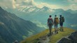 © mirifadapt - A group of friends hiking along a ridge line with breathtaking views