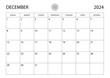 © AbstractArtDesign - December 2024 year planner template, calendar 2024 template, monthly and yearly planners. organizer diary. week start Sunday, corporate planner template, Desk calendar 2024 year, Vector illustration