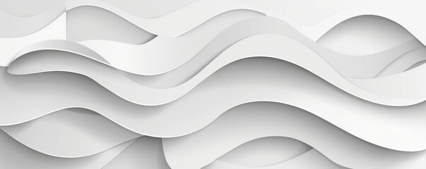 Poster - White geometric abstract background overlapped on bright space with waves decoration. Minimalist modern graphic design element cutout style concept for banners, flyers, cards, and brochures.