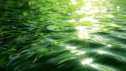 Poster - Bright green reflective water surface under natural light