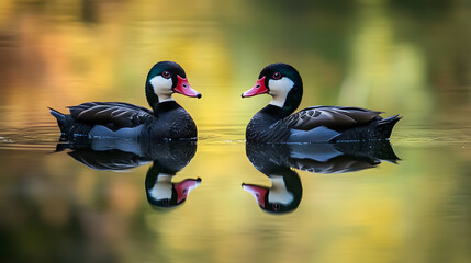 Wall Mural - two ducks in the water