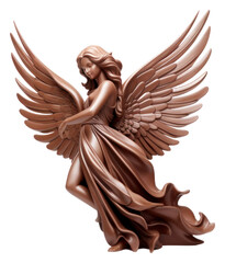 Wall Mural - PNG Angel figurine bronze white background.