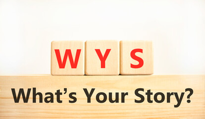 Fototapete - Storytelling and what is your story symbol. Concept words What is your story on beautiful wooden blocks. Beautiful white background. Business storytelling what is your story concept. Copy space