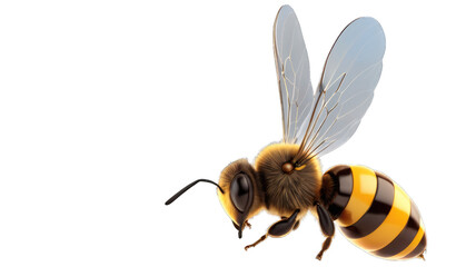 Wall Mural - Macro shot of a stunning bee in flight, isolated on transparent background