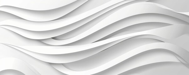 Poster - white geometric abstract background overlay layer on bright space with waves decoration. simple mode